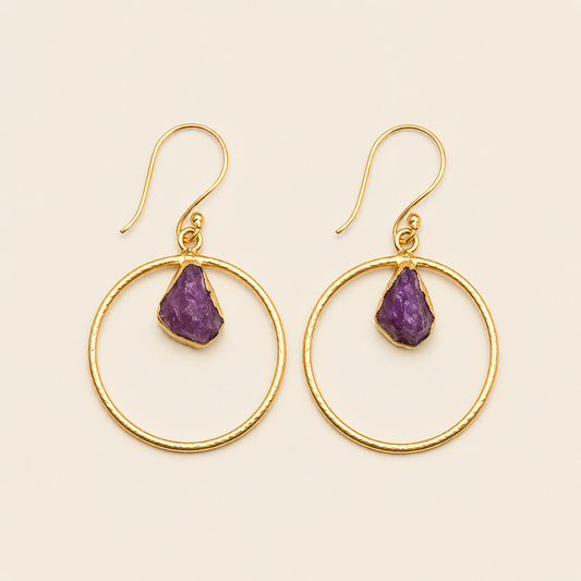 Ruby Hoop Earrings