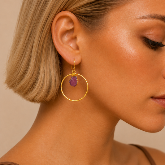 Ruby Hoop Earrings