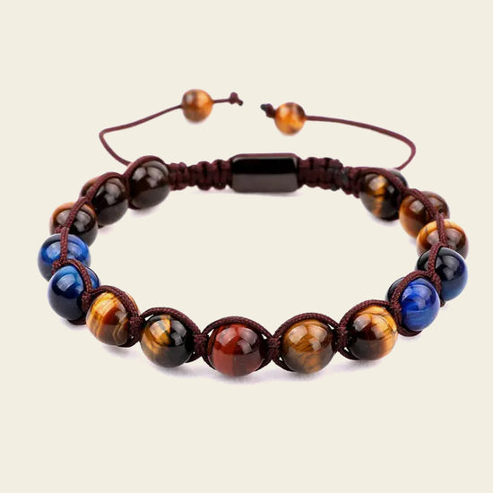Bracelet with multicolored beads on a beige background