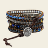 Handmade adjustable 5-wrap bracelet featuring black onyx, crystal beads, and natural stones, designed to add elegance and style to any outfit.