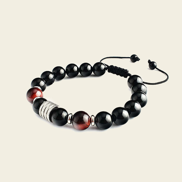 Handmade Tiger’s Eye & Black Beaded Bracelet – Boho Jewellery