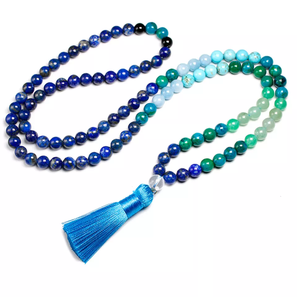 Handmade 108 Lazurite  Gemstone Mala Prayer Necklace