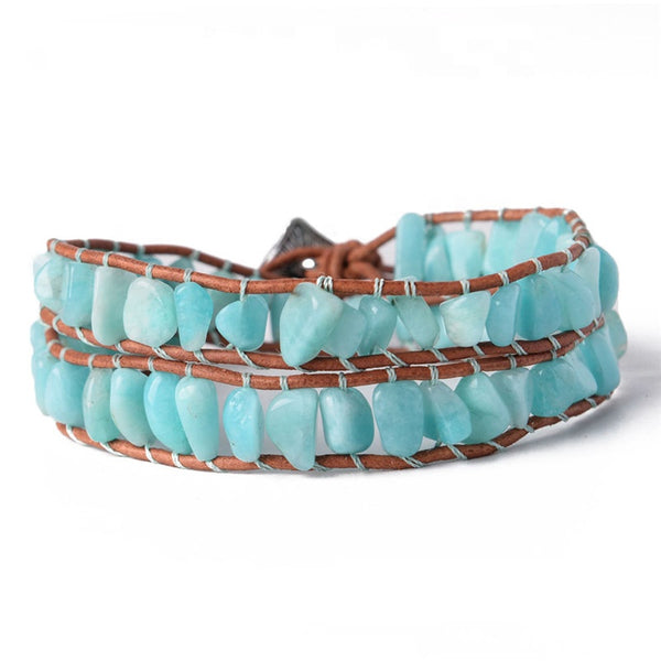 Adjustable Handmade 2 Layer Amazonite Natural Stone Beads Bracelet