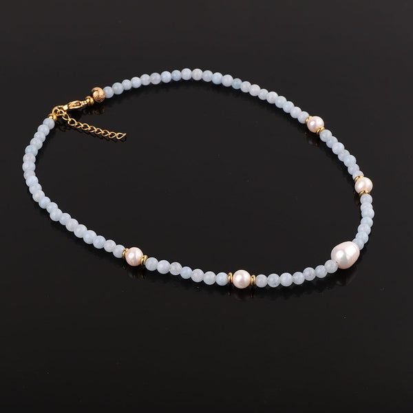 Handmade Elegant Freshwater Pearl Natural Stone Bead Choker Necklace