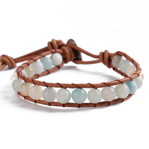 Adjustable Handmade Amazonite Natural Stone Beads Bracelet