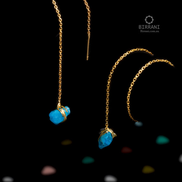 Handmade 18k Gold Plated Apatite Natural Stone Earring