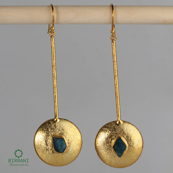 Handmade 18k Gold Plated Apatite Natural Stone Earring