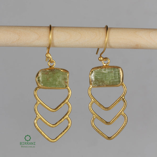 Handmade18k Gold Plated -Green Aventurine Natural Stone Earring