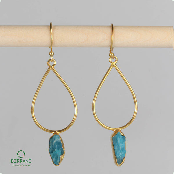 Handmade 18k Gold Plated Apatite Natural Stone Earring