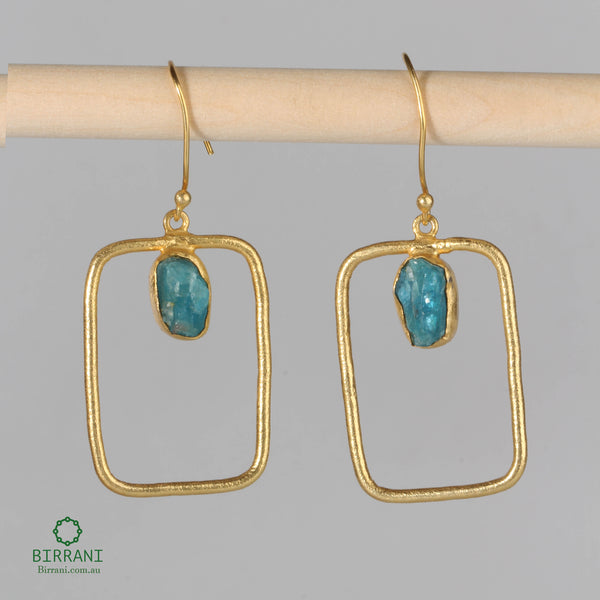 Handmade 18k Gold Plated Apatite Natural Stone Earring