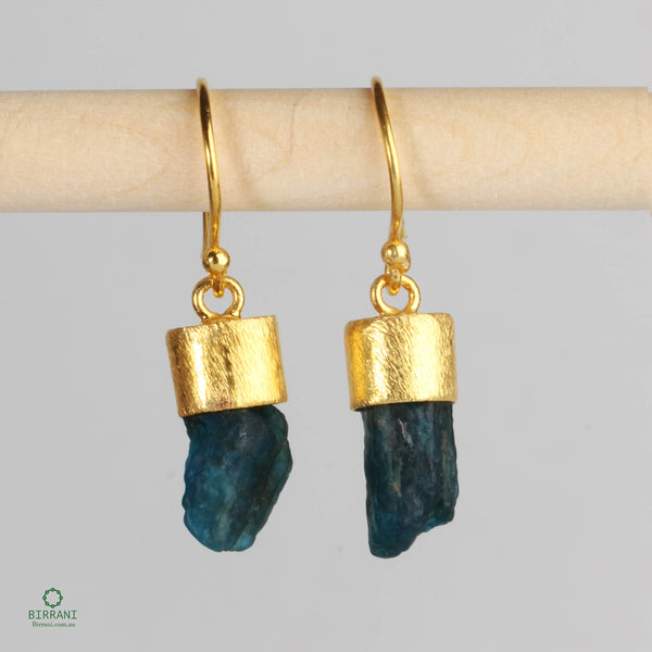 Handmade 18k Gold Plated Apatite Natural Stone Earring