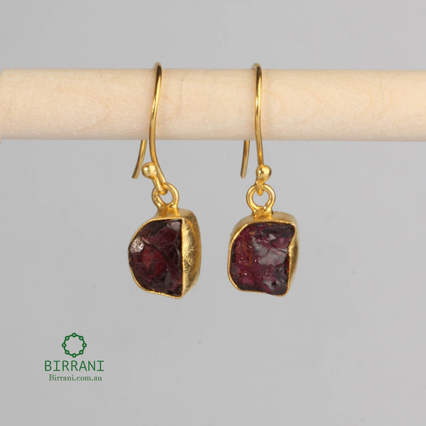 Handmade 18k Gold Plated Amethyst Natural Stone Earring