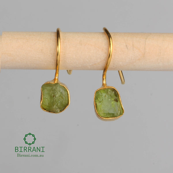 18k Gold Plated Peridot Natural Stone Earring