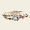 Adjustable handmade bracelet featuring natural stones like rose quartz, purple turquoise, and hematite, with a heart charm engraved with "Mom" – an ideal gift for Mother's Day.