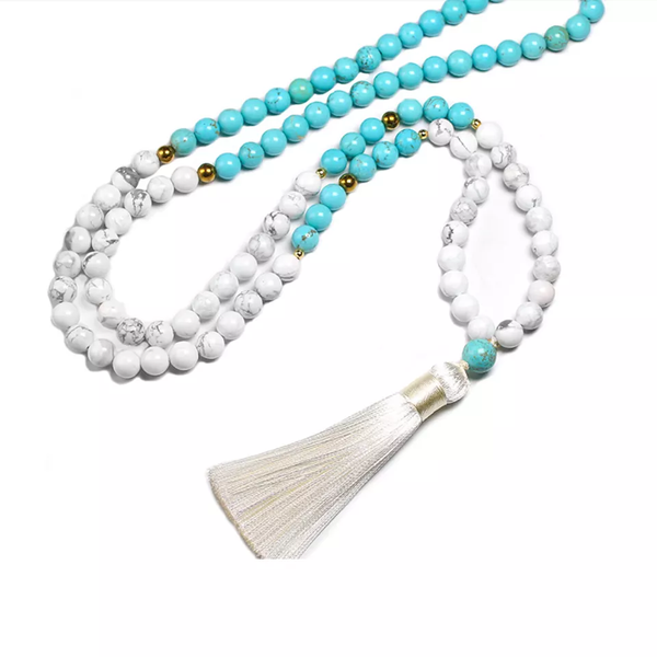 Handmade 108 Turquoise & Hematite Mala Prayer Necklace