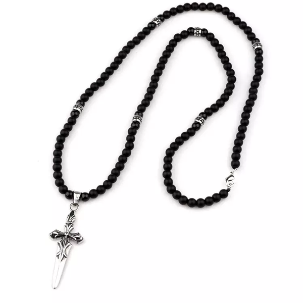 Handmade Cross Pendant Onyx Necklace