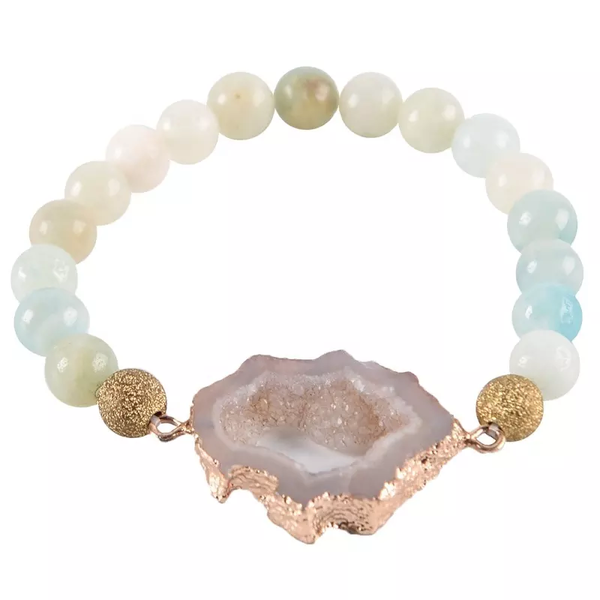 Handmade Elastic Cord Amazonite Natural Stone Bracelet